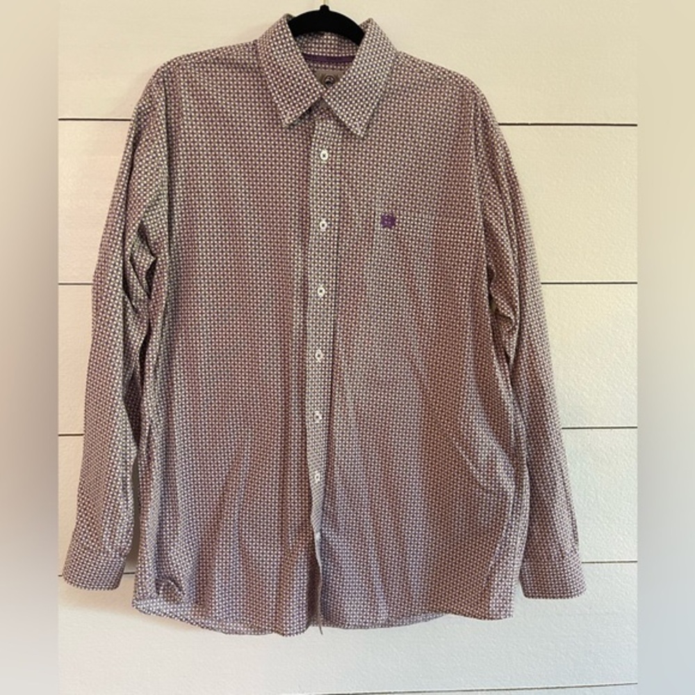Cinch Purple Long Sleeve Button Down Shirt Size Medium